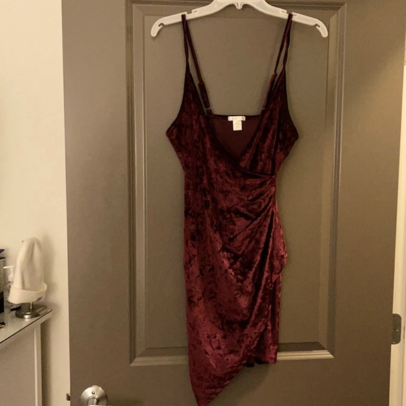 Bozzolo Dresses & Skirts - Maroon Velvet Mini Dress
